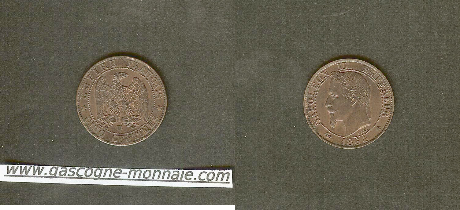 5 centimes Napoléon III 1864BB SPL-